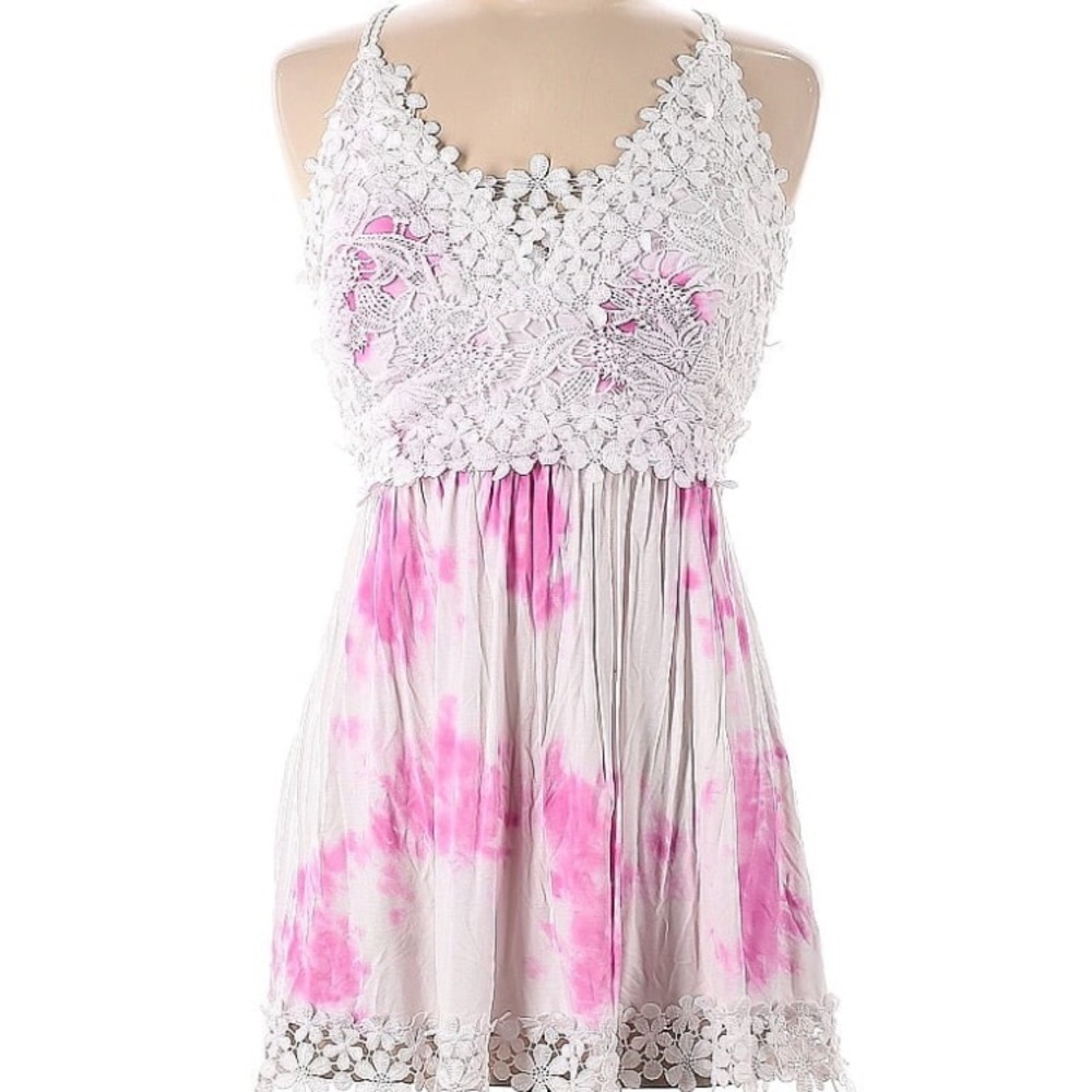 White and pink lace cami top